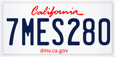 CA license plate 7MES280