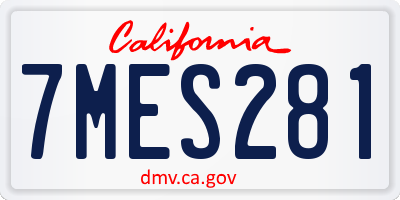 CA license plate 7MES281