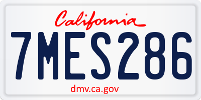 CA license plate 7MES286