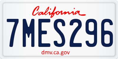 CA license plate 7MES296