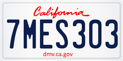 CA license plate 7MES303