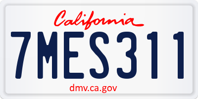 CA license plate 7MES311