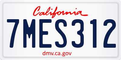 CA license plate 7MES312