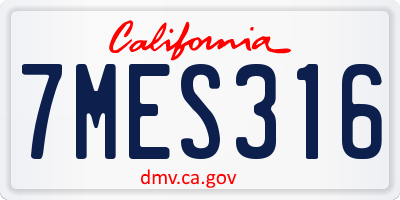 CA license plate 7MES316