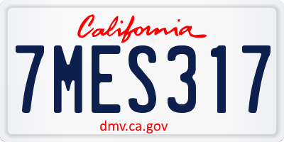 CA license plate 7MES317