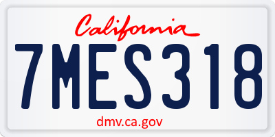 CA license plate 7MES318