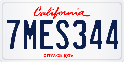 CA license plate 7MES344