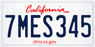 CA license plate 7MES345