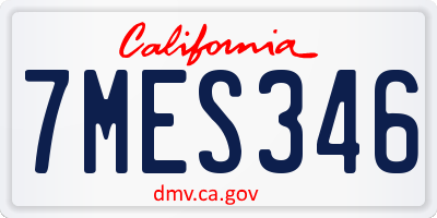 CA license plate 7MES346