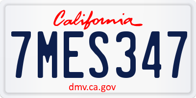 CA license plate 7MES347
