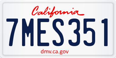CA license plate 7MES351