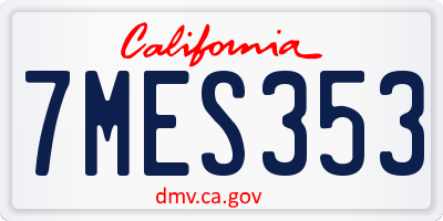 CA license plate 7MES353
