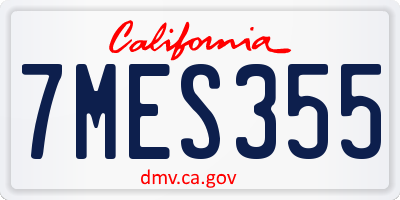 CA license plate 7MES355
