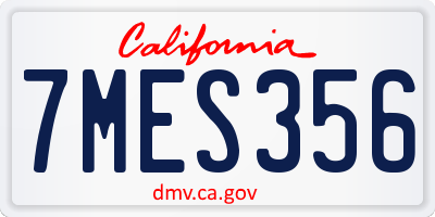 CA license plate 7MES356