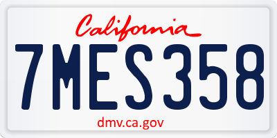CA license plate 7MES358