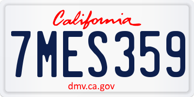 CA license plate 7MES359