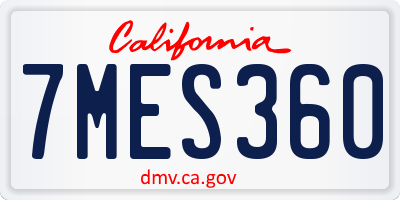 CA license plate 7MES360