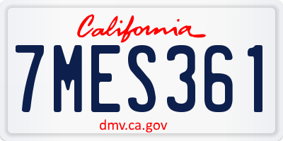CA license plate 7MES361