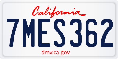 CA license plate 7MES362
