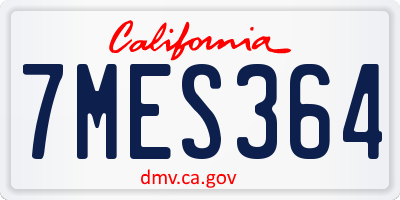 CA license plate 7MES364