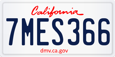 CA license plate 7MES366