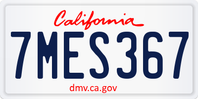 CA license plate 7MES367