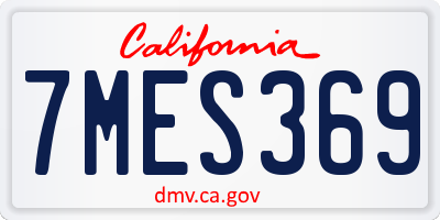 CA license plate 7MES369