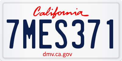 CA license plate 7MES371