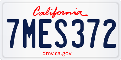CA license plate 7MES372