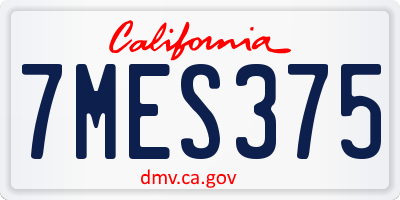 CA license plate 7MES375