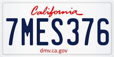 CA license plate 7MES376