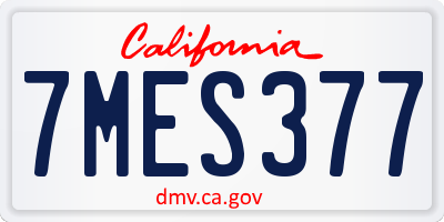 CA license plate 7MES377