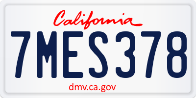 CA license plate 7MES378