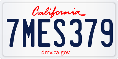 CA license plate 7MES379
