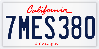 CA license plate 7MES380