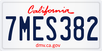 CA license plate 7MES382