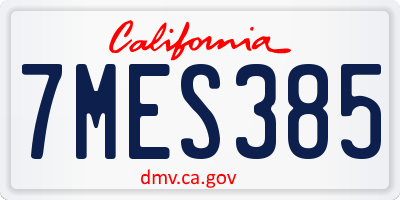 CA license plate 7MES385
