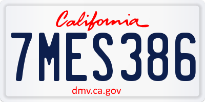CA license plate 7MES386