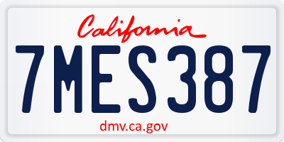 CA license plate 7MES387