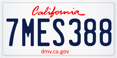 CA license plate 7MES388