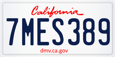 CA license plate 7MES389