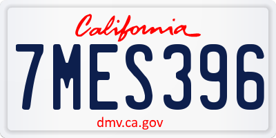 CA license plate 7MES396