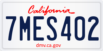 CA license plate 7MES402