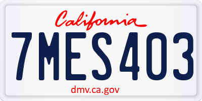 CA license plate 7MES403