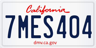 CA license plate 7MES404