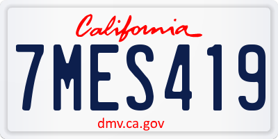 CA license plate 7MES419
