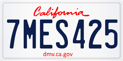 CA license plate 7MES425