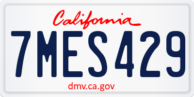 CA license plate 7MES429