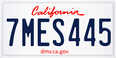 CA license plate 7MES445