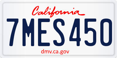 CA license plate 7MES450